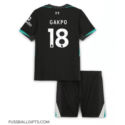 Liverpool Cody Gakpo #18 Fußballbekleidung Auswärtstrikot Kinder 2024-25 Kurzarm (+ kurze hosen)